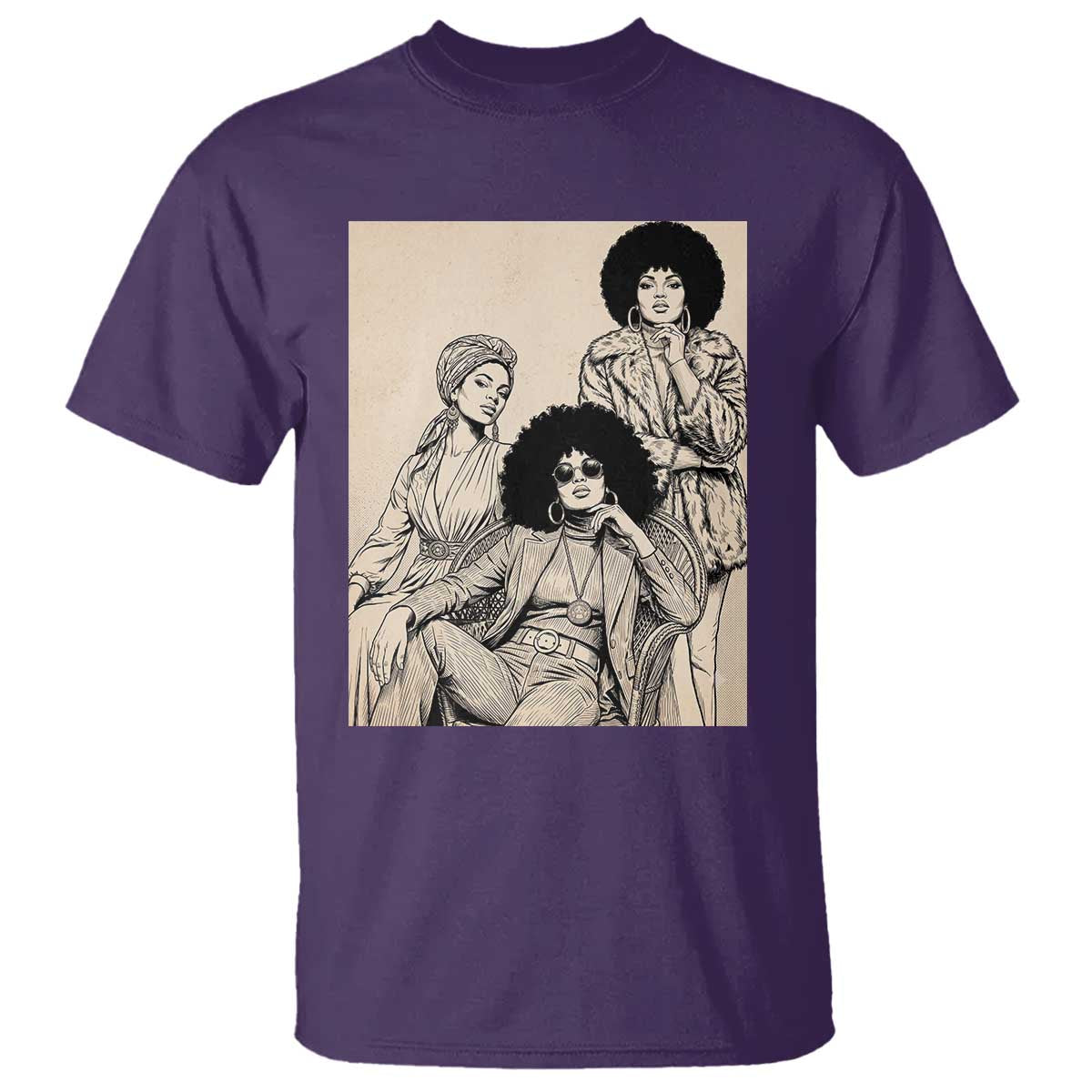 Vintage 70s Afro Queen Black Girl Pride Fashion T Shirt