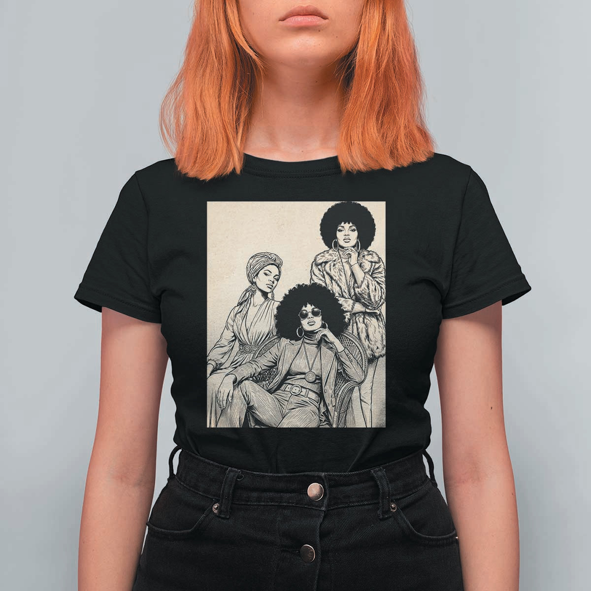 Vintage 70s Afro Queen Black Girl Pride Fashion T Shirt For Women
