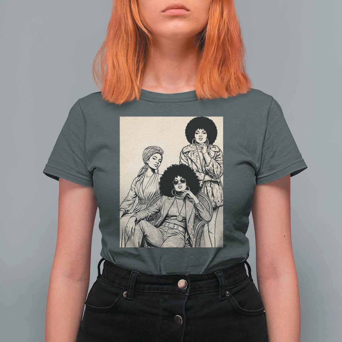 Vintage 70s Afro Queen Black Girl Pride Fashion T Shirt For Women