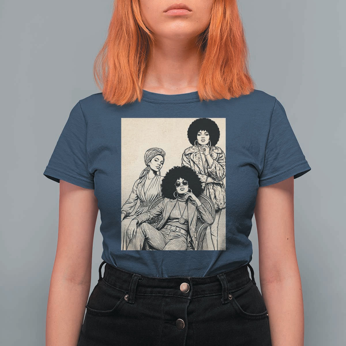 Vintage 70s Afro Queen Black Girl Pride Fashion T Shirt For Women