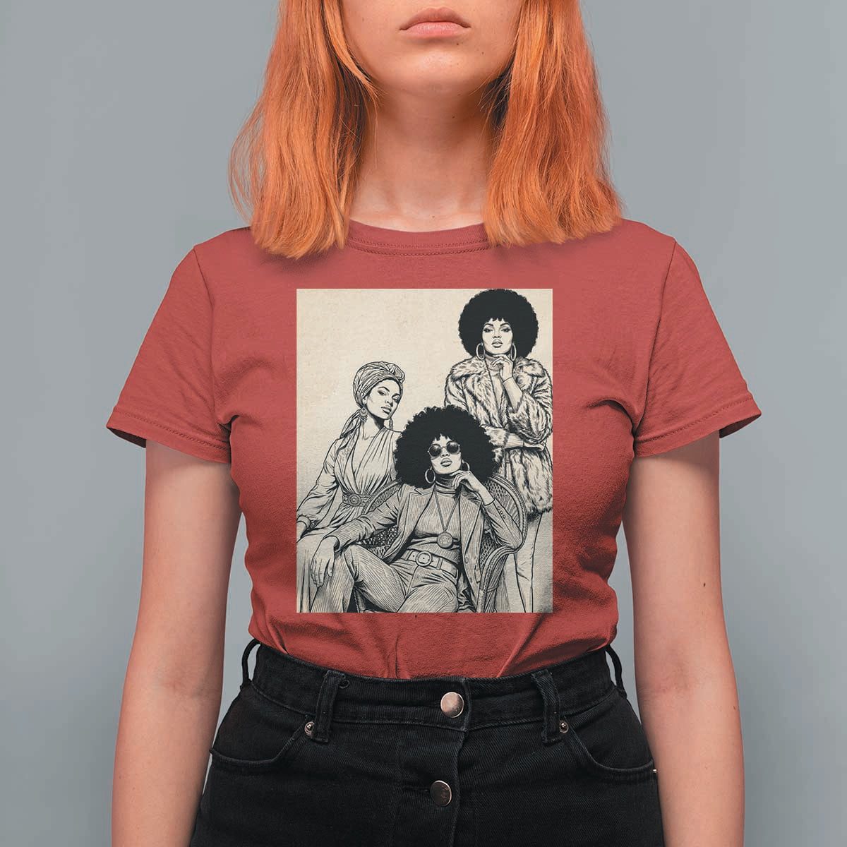 Vintage 70s Afro Queen Black Girl Pride Fashion T Shirt For Women