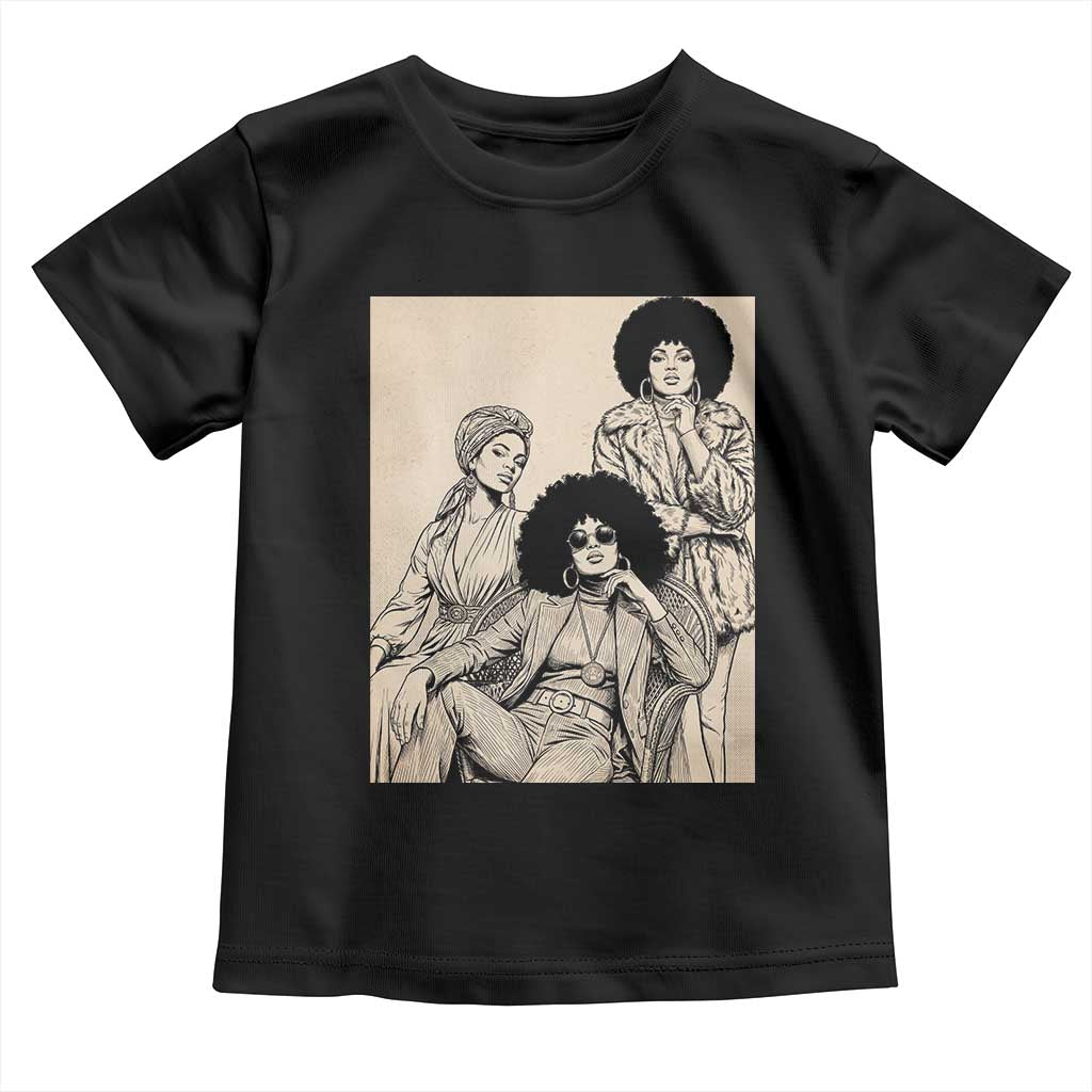 Vintage 70s Afro Queen Black Girl Pride Fashion Toddler T Shirt