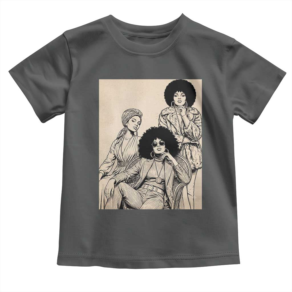 Vintage 70s Afro Queen Black Girl Pride Fashion Toddler T Shirt