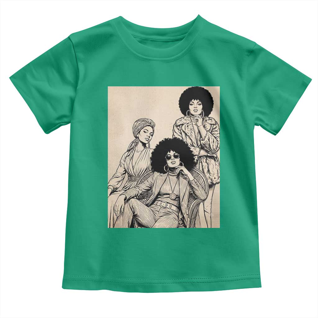 Vintage 70s Afro Queen Black Girl Pride Fashion Toddler T Shirt