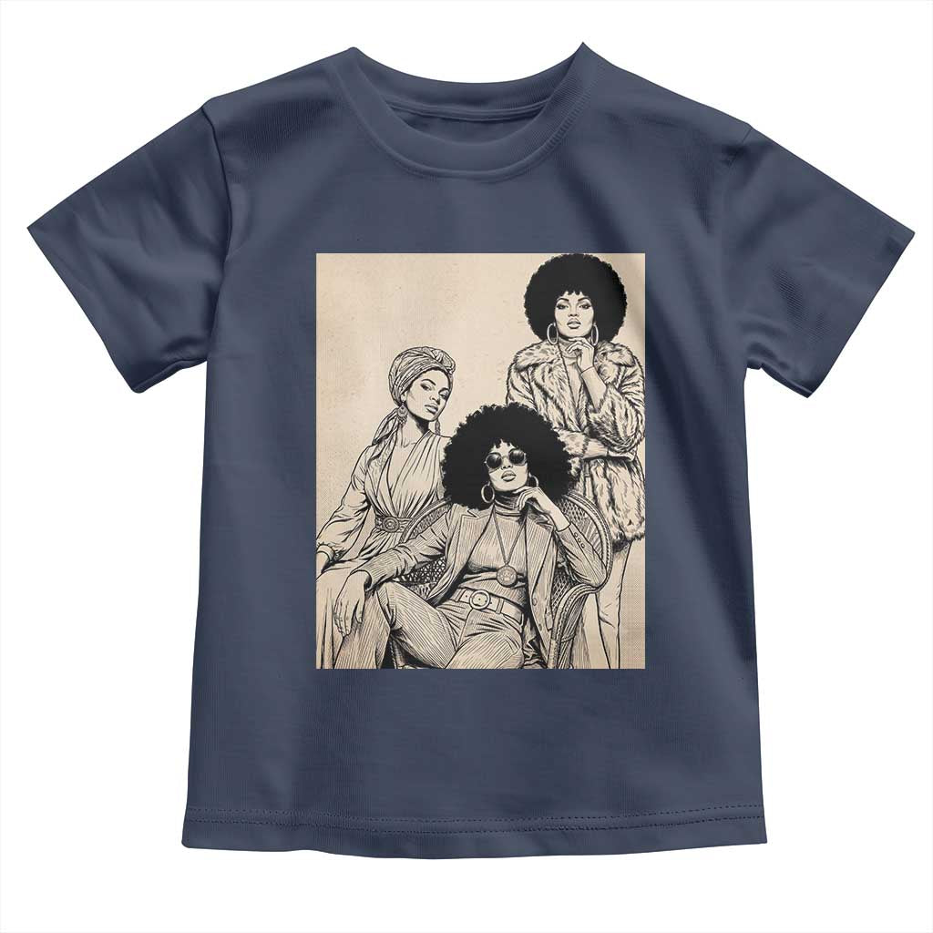 Vintage 70s Afro Queen Black Girl Pride Fashion Toddler T Shirt