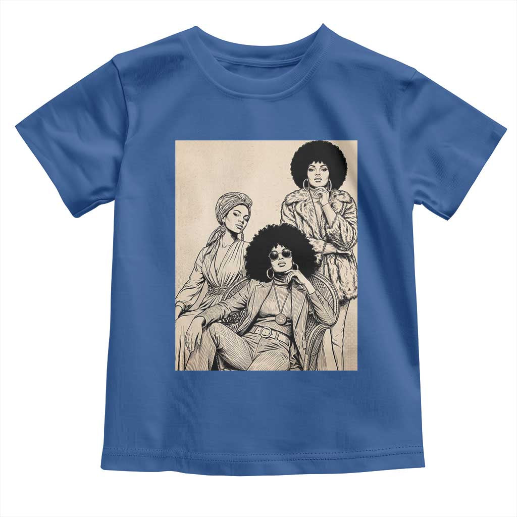 Vintage 70s Afro Queen Black Girl Pride Fashion Toddler T Shirt