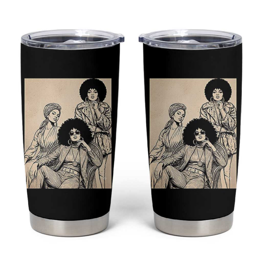 Vintage 70s Afro Queen Black Girl Pride Fashion Tumbler Cup