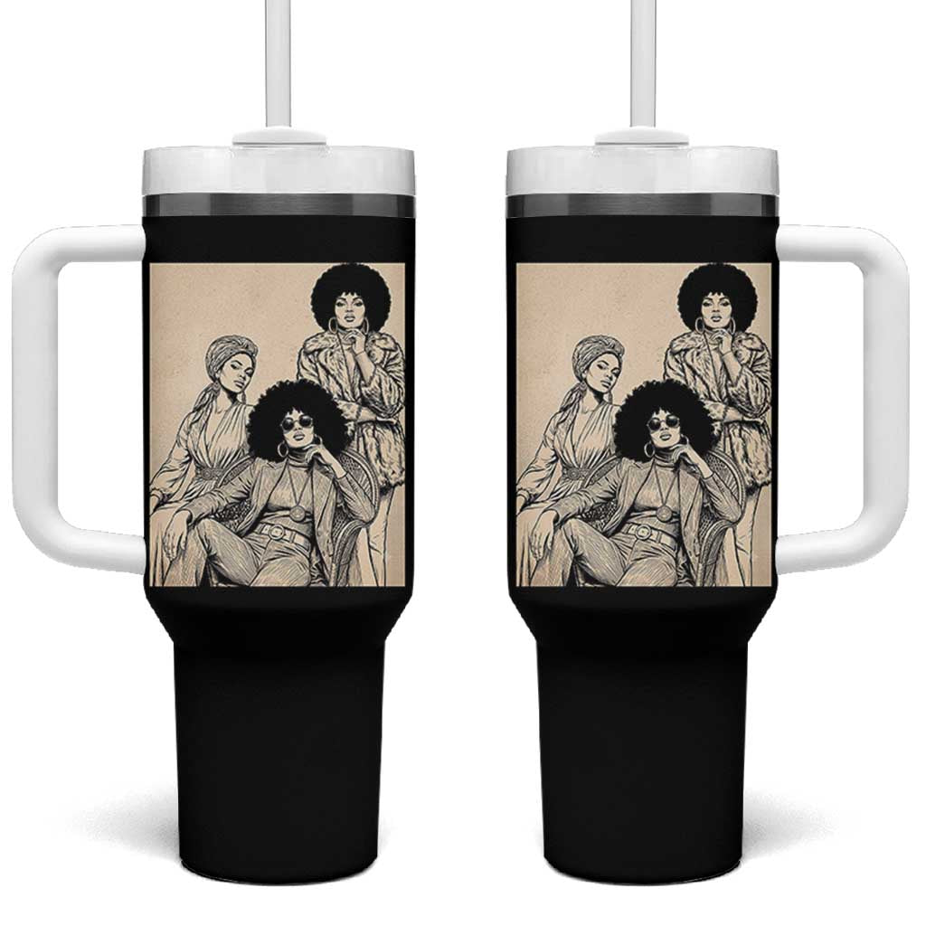 Vintage 70s Afro Queen Black Girl Pride Fashion Tumbler With Handle