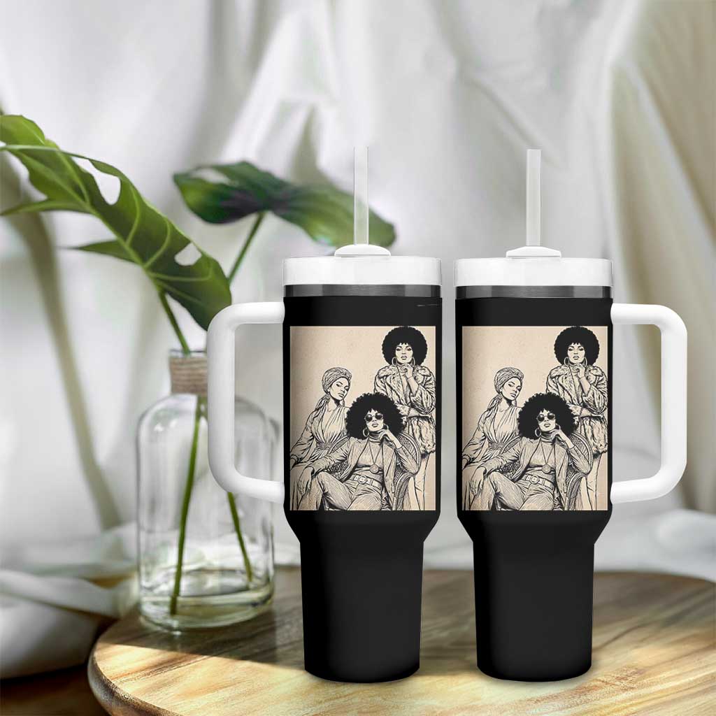 Vintage 70s Afro Queen Black Girl Pride Fashion Tumbler With Handle