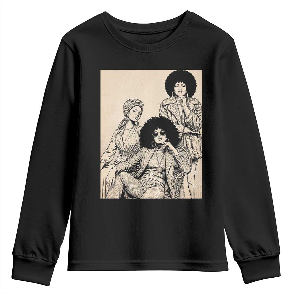Vintage 70s Afro Queen Black Girl Pride Fashion Youth Sweatshirt