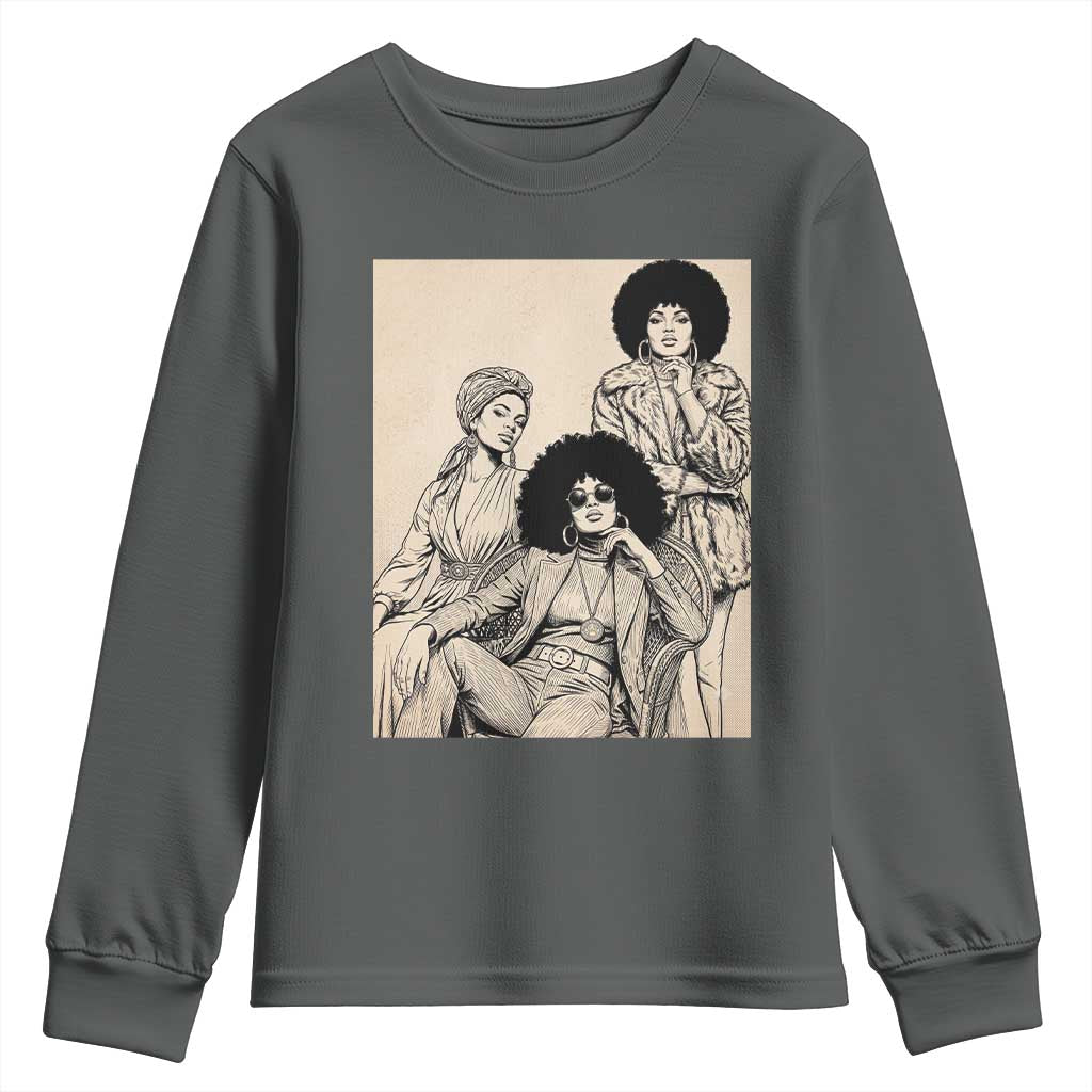Vintage 70s Afro Queen Black Girl Pride Fashion Youth Sweatshirt