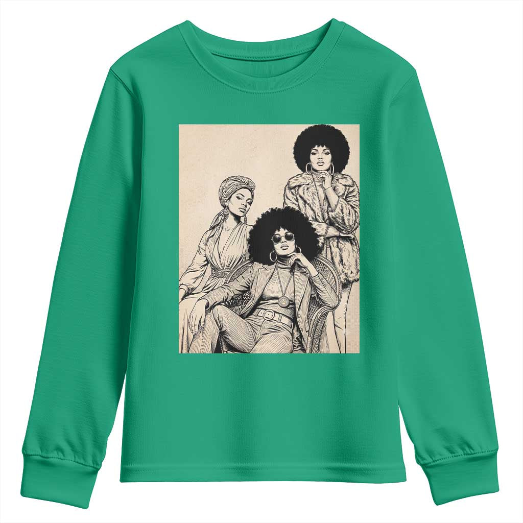 Vintage 70s Afro Queen Black Girl Pride Fashion Youth Sweatshirt