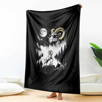 Cool Ram Wearing Sunglasses Moon Nature Vintage Graphic Throw Blanket