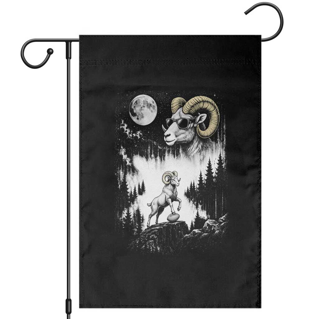 Cool Ram Wearing Sunglasses Moon Nature Vintage Graphic Garden Flag