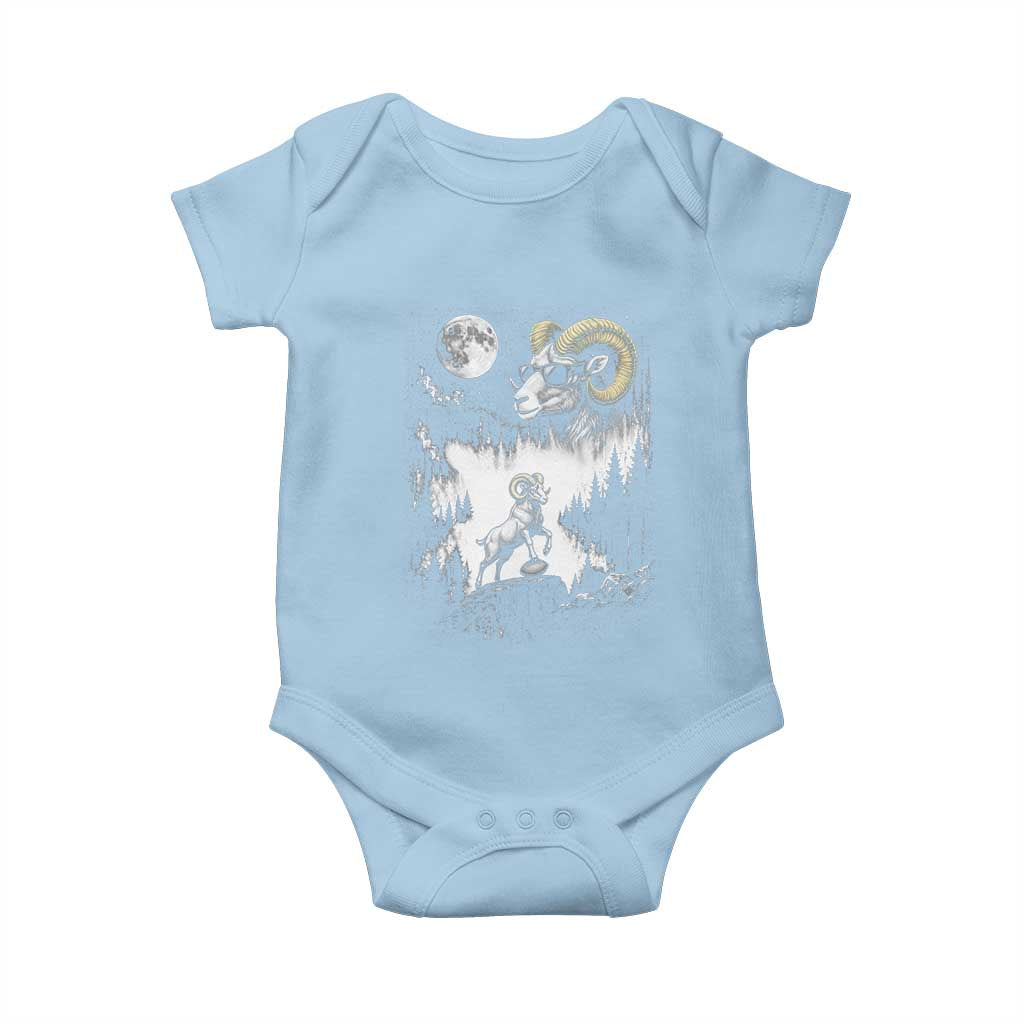 Cool Ram Wearing Sunglasses Moon Nature Vintage Graphic Baby Onesie
