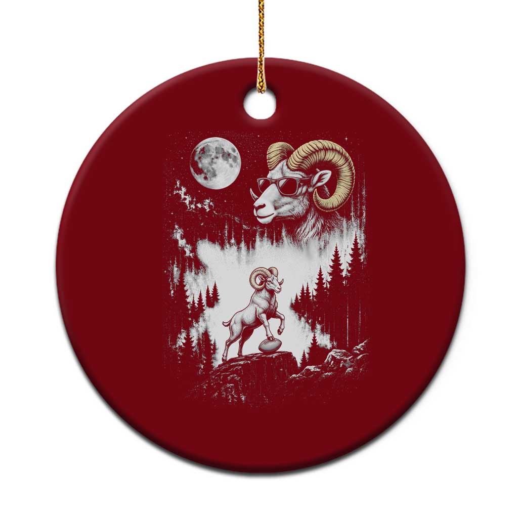 Cool Ram Wearing Sunglasses Moon Nature Vintage Graphic Ceramic Ornament