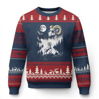 Cool Ram Wearing Sunglasses Moon Nature Vintage Graphic Ugly Christmas Sweater