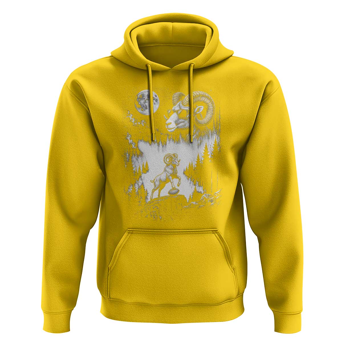 Cool Ram Wearing Sunglasses Moon Nature Vintage Graphic Hoodie