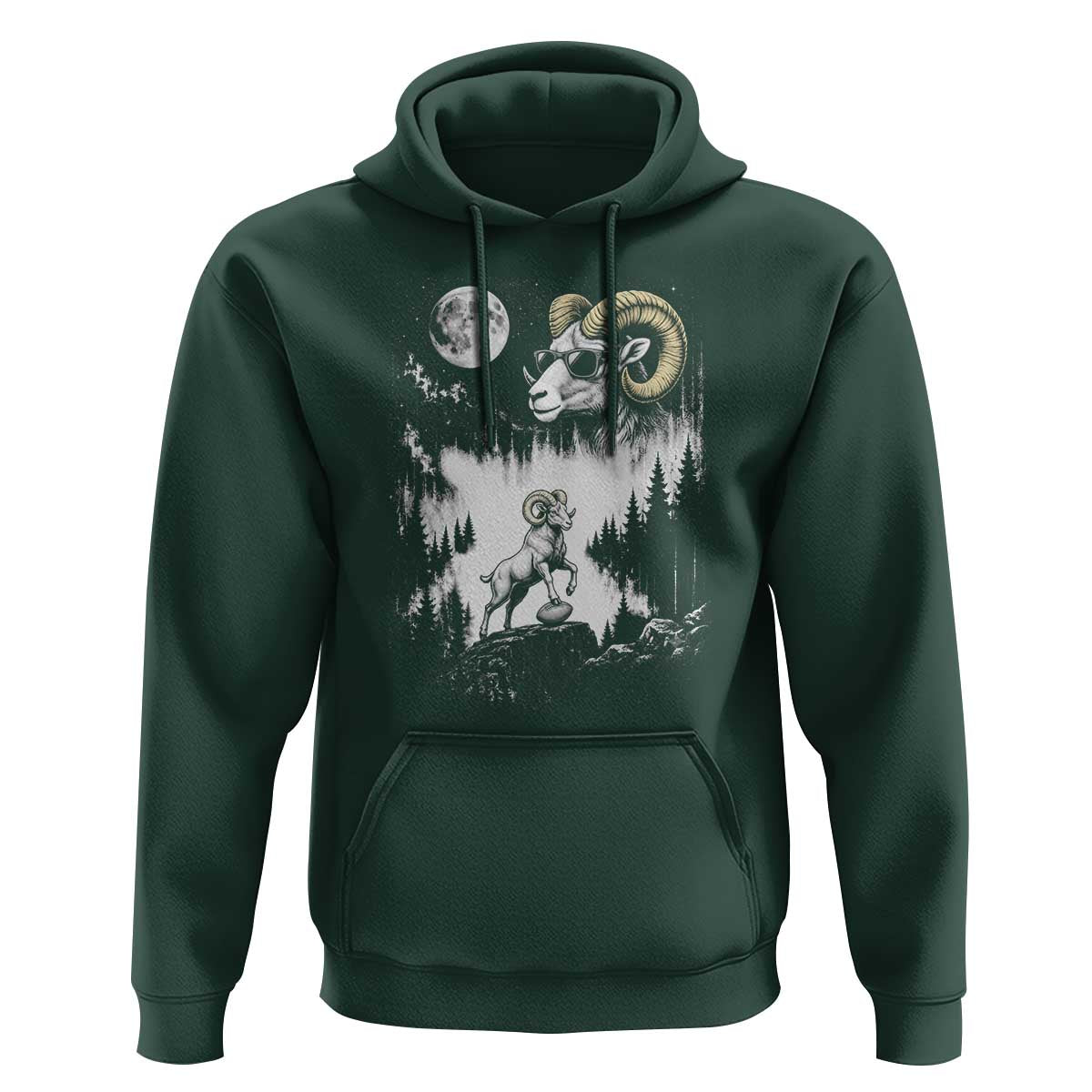 Cool Ram Wearing Sunglasses Moon Nature Vintage Graphic Hoodie