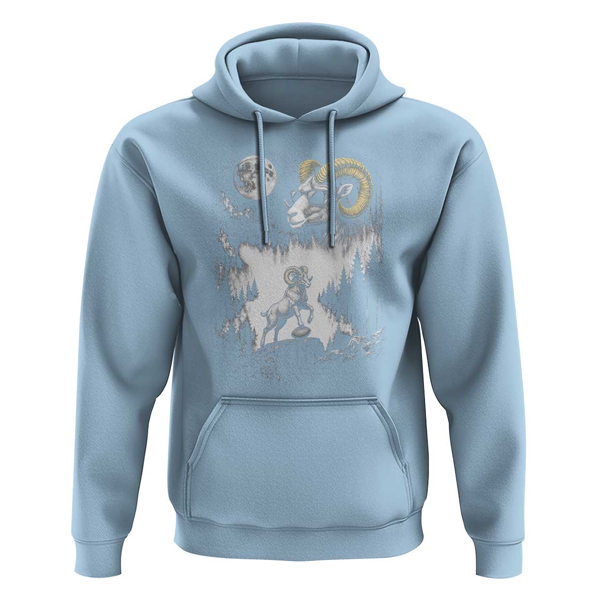 Cool Ram Wearing Sunglasses Moon Nature Vintage Graphic Hoodie
