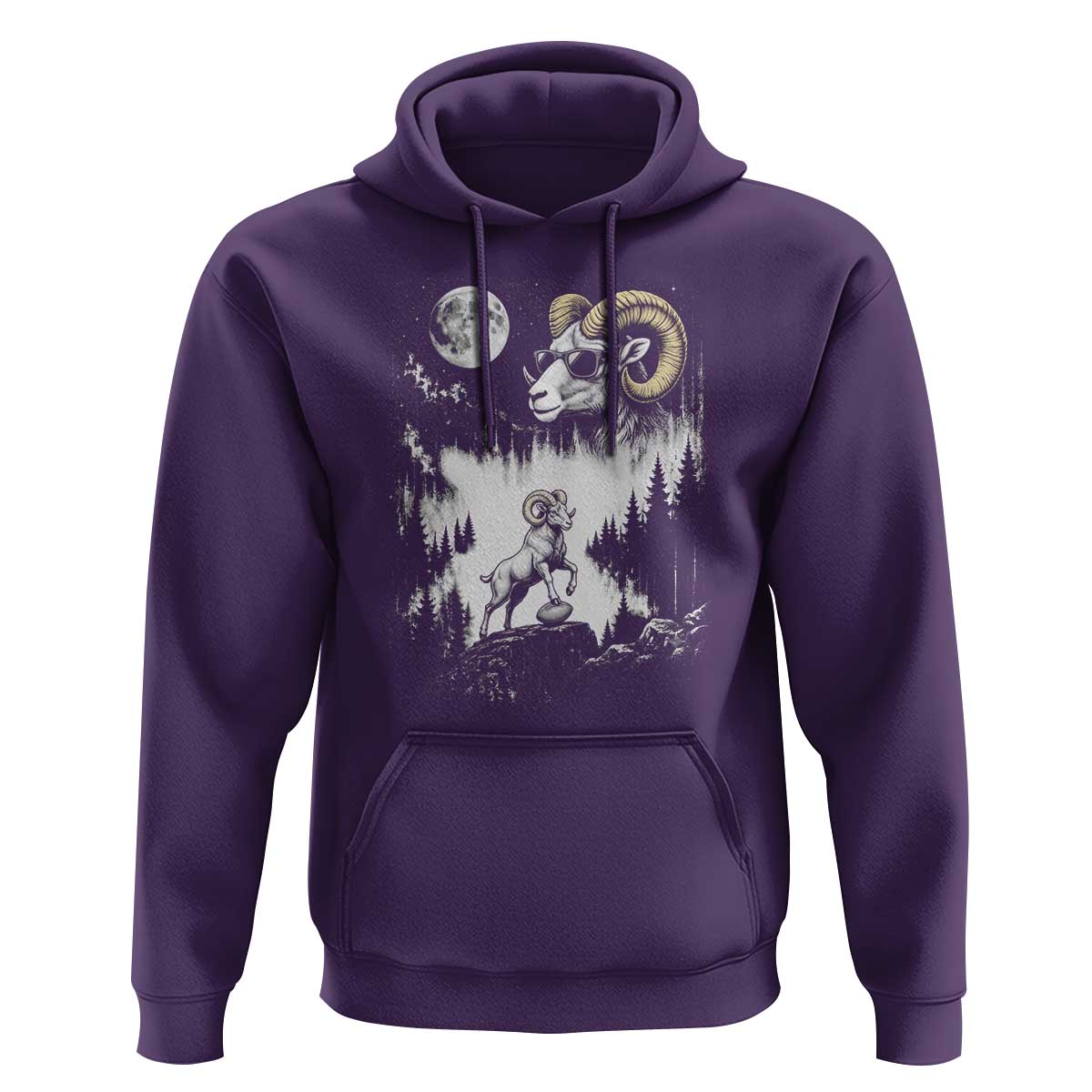 Cool Ram Wearing Sunglasses Moon Nature Vintage Graphic Hoodie