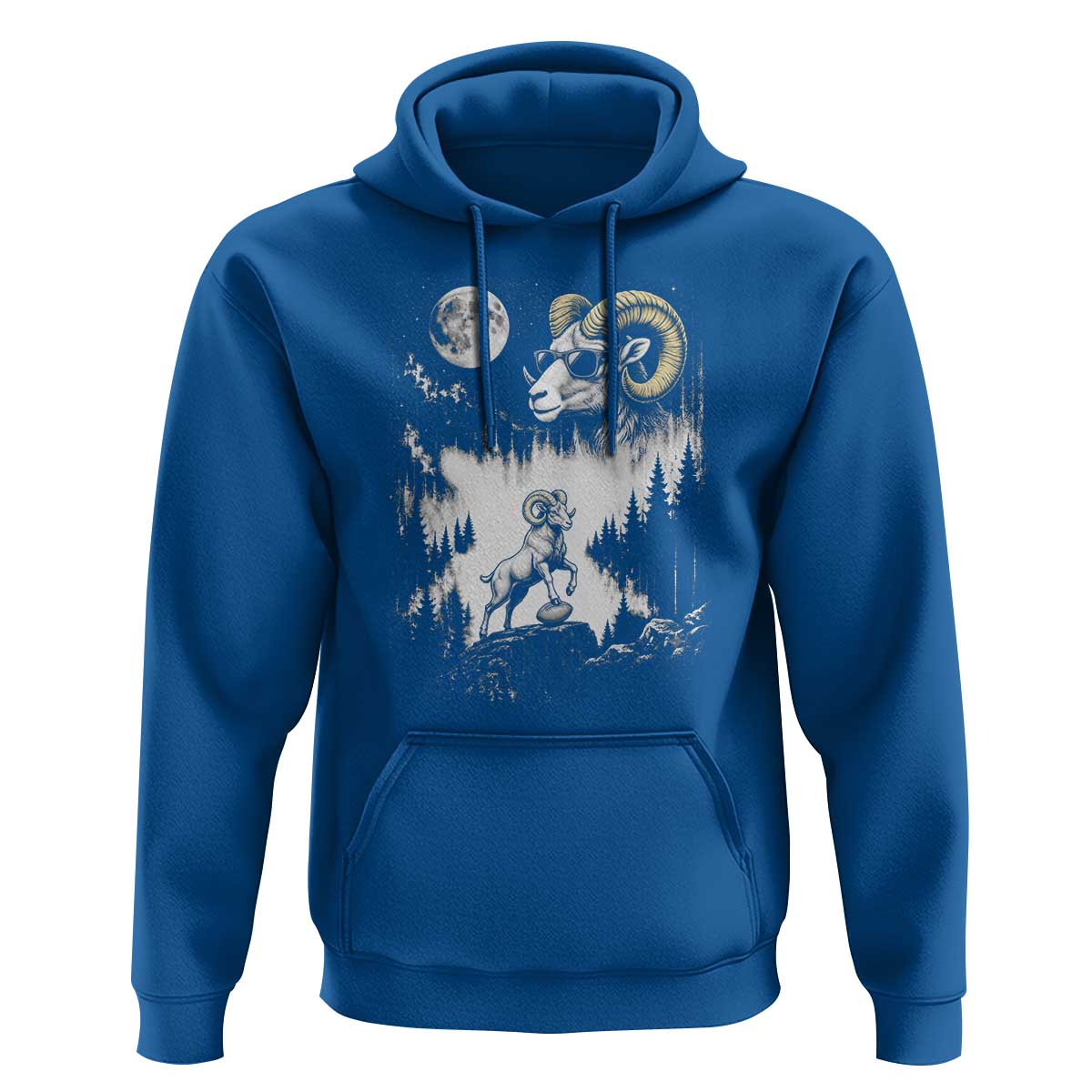 Cool Ram Wearing Sunglasses Moon Nature Vintage Graphic Hoodie