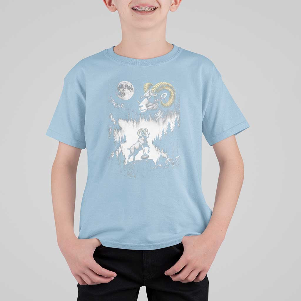 Cool Ram Wearing Sunglasses Moon Nature Vintage Graphic T Shirt For Kid