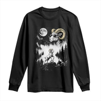 Cool Ram Wearing Sunglasses Moon Nature Vintage Graphic Long Sleeve Shirt