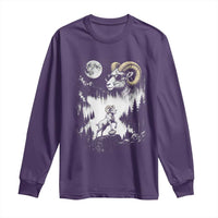 Cool Ram Wearing Sunglasses Moon Nature Vintage Graphic Long Sleeve Shirt