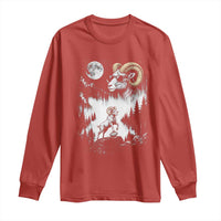 Cool Ram Wearing Sunglasses Moon Nature Vintage Graphic Long Sleeve Shirt