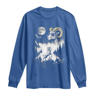 Cool Ram Wearing Sunglasses Moon Nature Vintage Graphic Long Sleeve Shirt