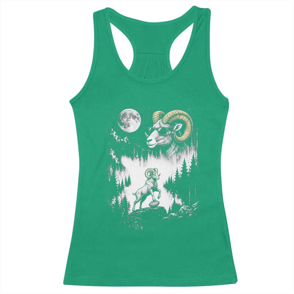 Cool Ram Wearing Sunglasses Moon Nature Vintage Graphic Racerback Tank Top