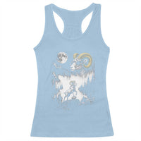 Cool Ram Wearing Sunglasses Moon Nature Vintage Graphic Racerback Tank Top