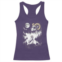 Cool Ram Wearing Sunglasses Moon Nature Vintage Graphic Racerback Tank Top