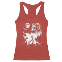 Cool Ram Wearing Sunglasses Moon Nature Vintage Graphic Racerback Tank Top