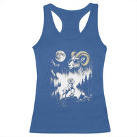 Cool Ram Wearing Sunglasses Moon Nature Vintage Graphic Racerback Tank Top