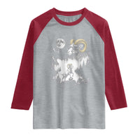 Cool Ram Wearing Sunglasses Moon Nature Vintage Graphic Raglan Shirt