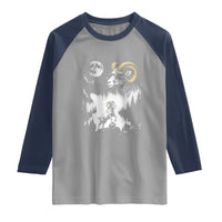 Cool Ram Wearing Sunglasses Moon Nature Vintage Graphic Raglan Shirt