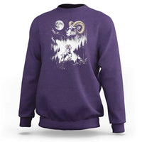 Cool Ram Wearing Sunglasses Moon Nature Vintage Graphic Sweatshirt