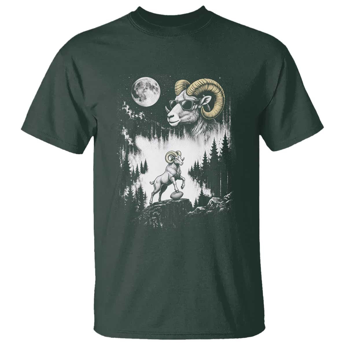 Cool Ram Wearing Sunglasses Moon Nature Vintage Graphic T Shirt