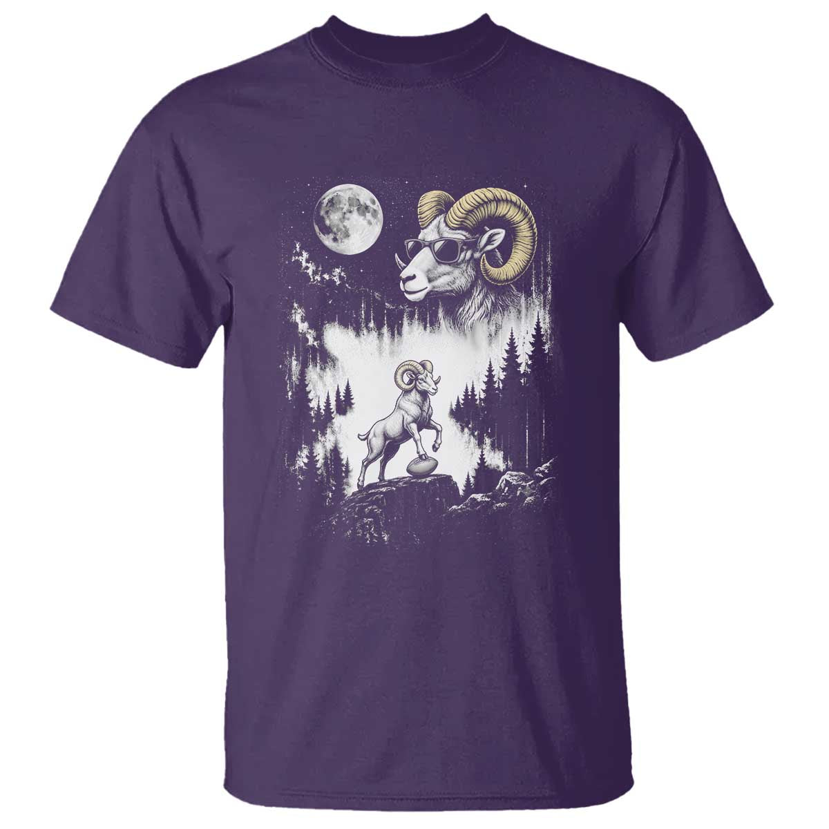 Cool Ram Wearing Sunglasses Moon Nature Vintage Graphic T Shirt