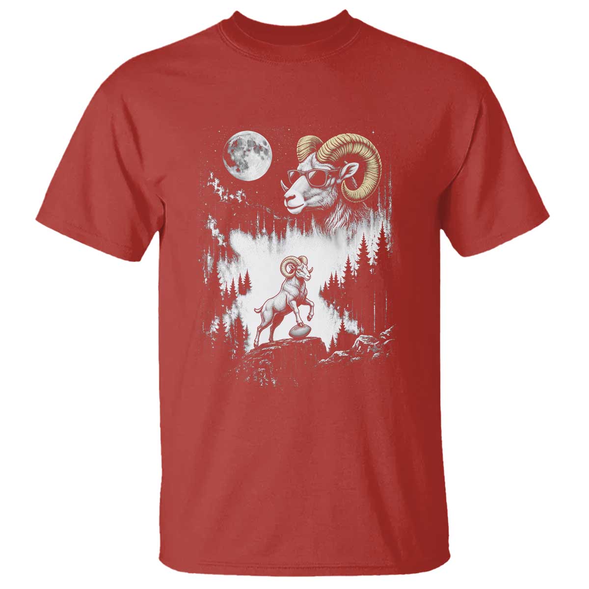 Cool Ram Wearing Sunglasses Moon Nature Vintage Graphic T Shirt