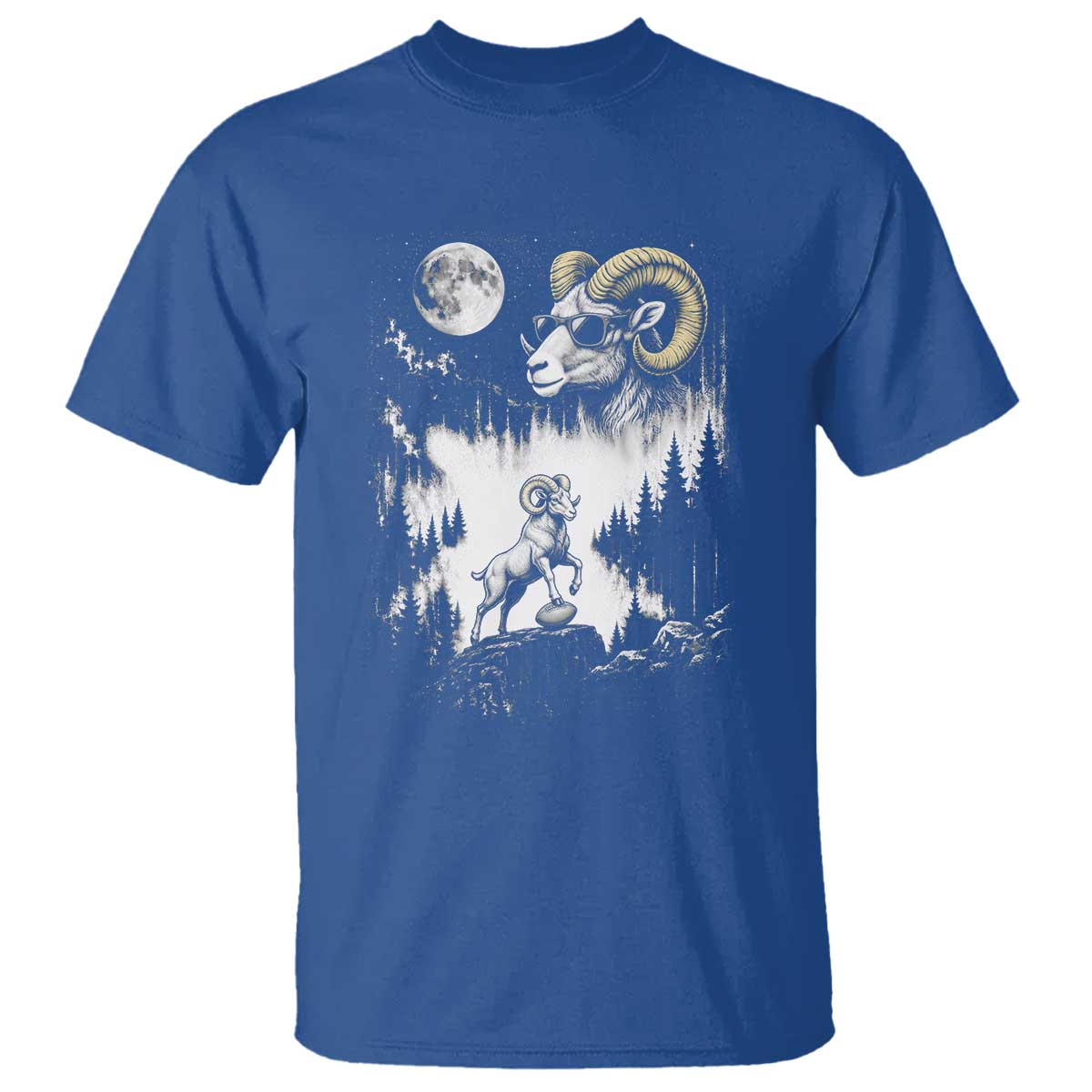 Cool Ram Wearing Sunglasses Moon Nature Vintage Graphic T Shirt