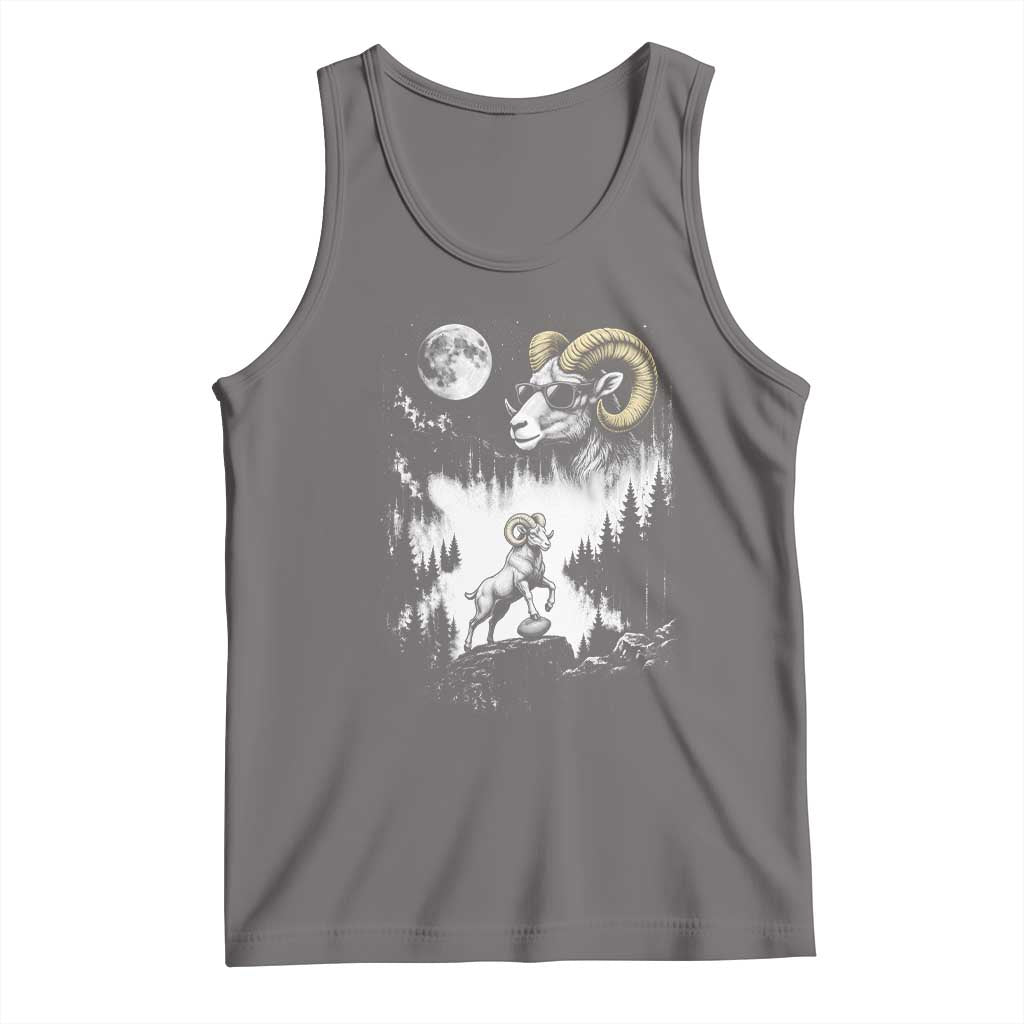 Cool Ram Wearing Sunglasses Moon Nature Vintage Graphic Tank Top