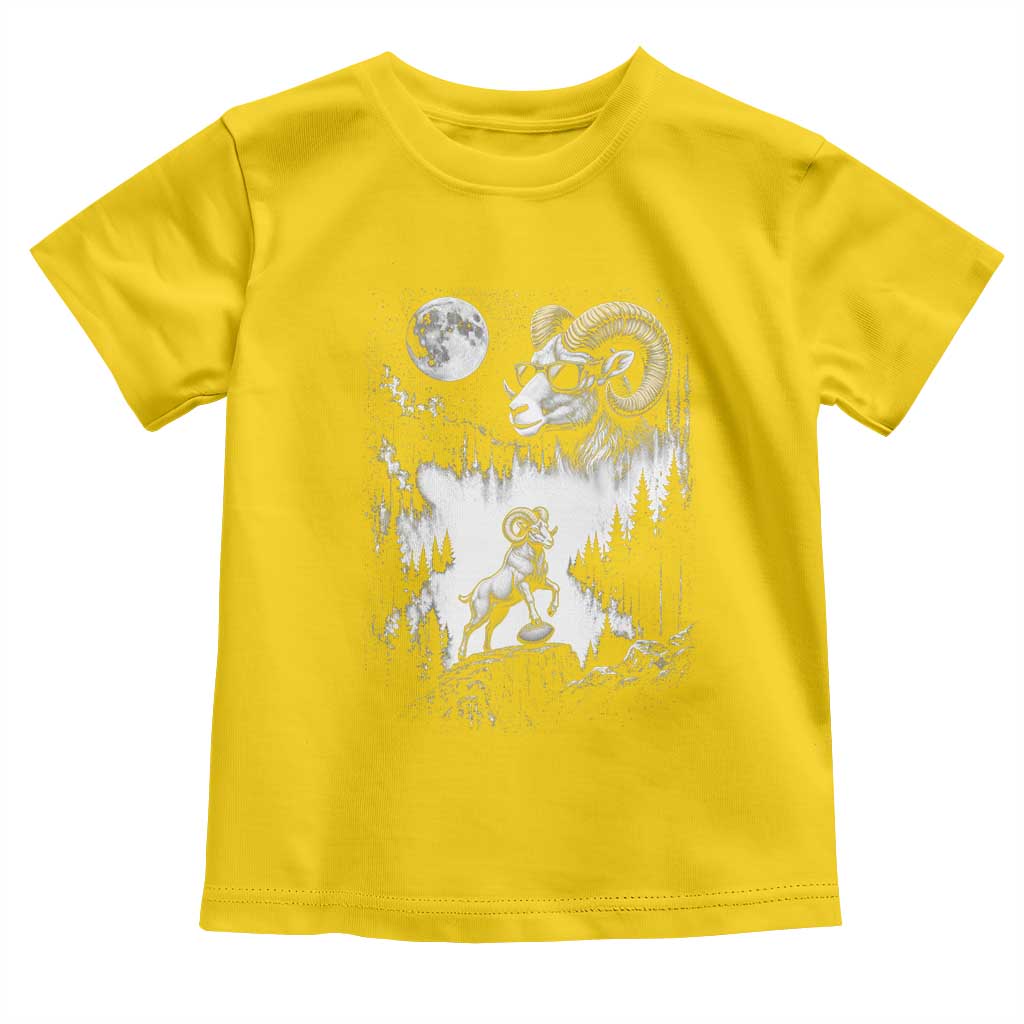 Cool Ram Wearing Sunglasses Moon Nature Vintage Graphic Toddler T Shirt