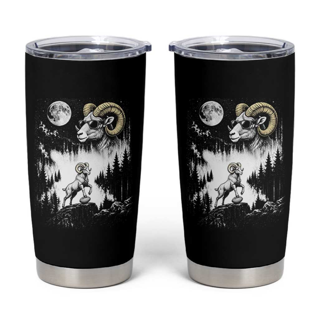 Cool Ram Wearing Sunglasses Moon Nature Vintage Graphic Tumbler Cup