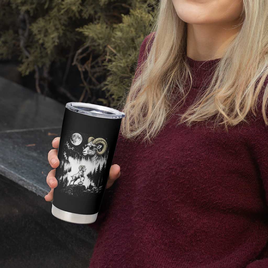 Cool Ram Wearing Sunglasses Moon Nature Vintage Graphic Tumbler Cup