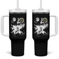 Cool Ram Wearing Sunglasses Moon Nature Vintage Graphic Tumbler With Handle