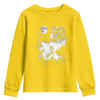Cool Ram Wearing Sunglasses Moon Nature Vintage Graphic Youth Sweatshirt