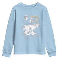 Cool Ram Wearing Sunglasses Moon Nature Vintage Graphic Youth Sweatshirt